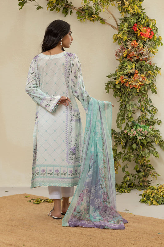 DU-3137 - L-GREEN - PRINTED LAWN - 3PCS