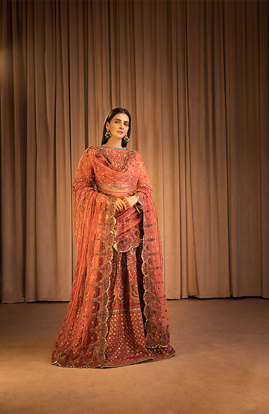 Khoobsurat: Embellished Lehenga Choli with a Scalloped Dupatta