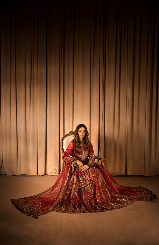 Mohabbat: Front Open Jacket Paired with a Paneled Lehenga