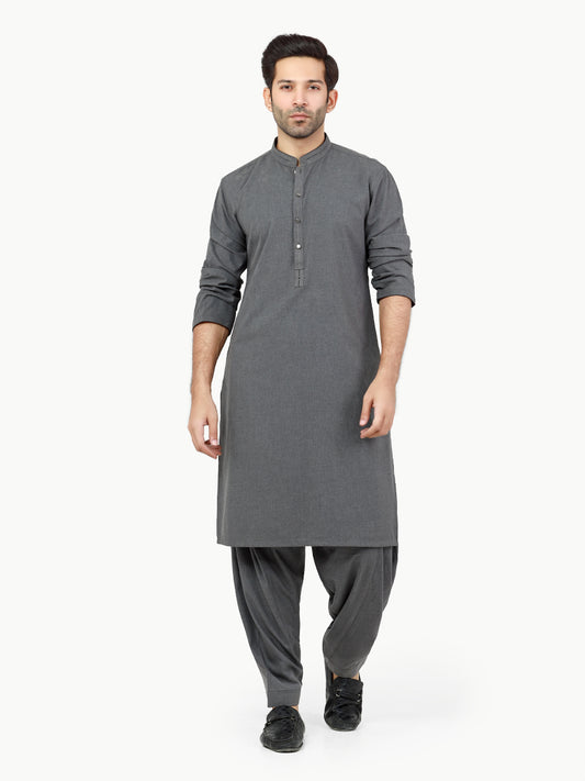 Men's Grey Shalwar Kameez - AMTKSW22-117