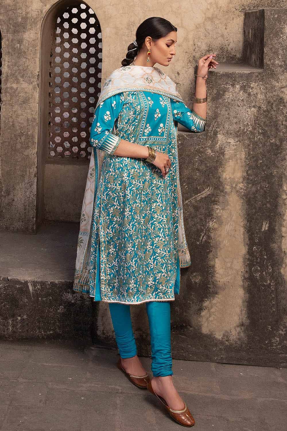 3PC Lawn Unstitched Gold and Lacquer Printed Suit CL-32426 A