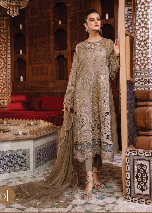 Mbroidered by Maria B Embroidered Organza Suits Unstitched 4 Piece MB22WD - D1