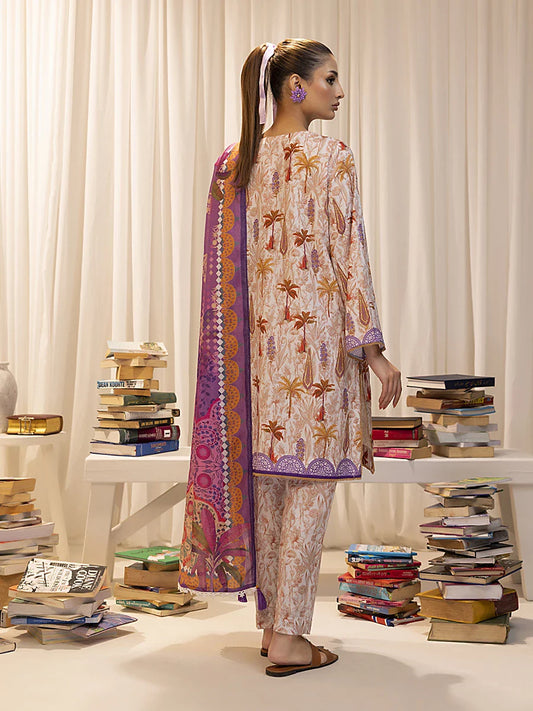 3pc Unstitched - Printed Lawn Silk Suit (ASI024)