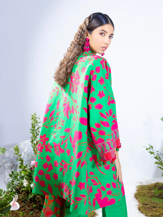3PC Unstitched Printed Lawn Silk Suit (SI4)