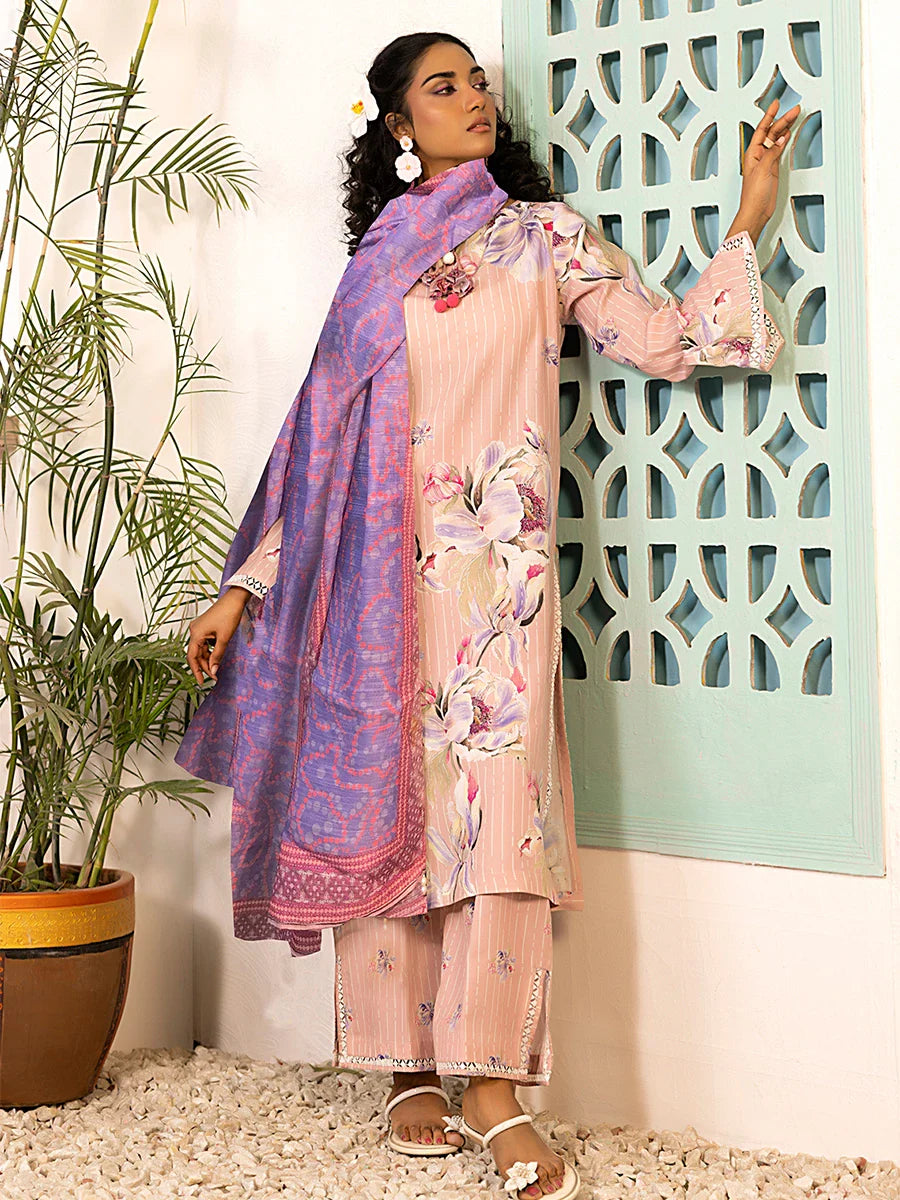 3pc Unstitched Printed Silk Lawn Suit (ASI065)