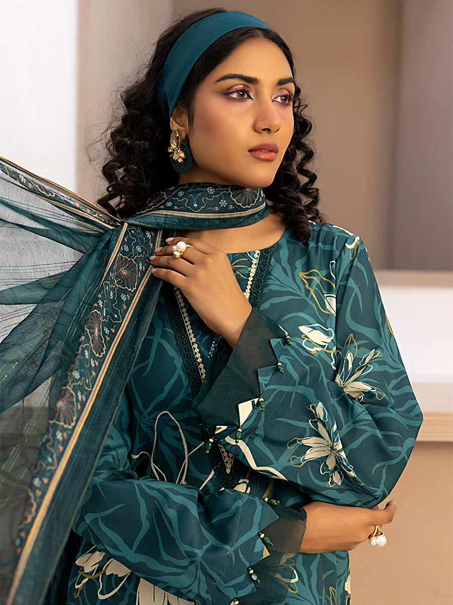 3pc Unstitched Printed Silk Lawn Suit (ASI049)