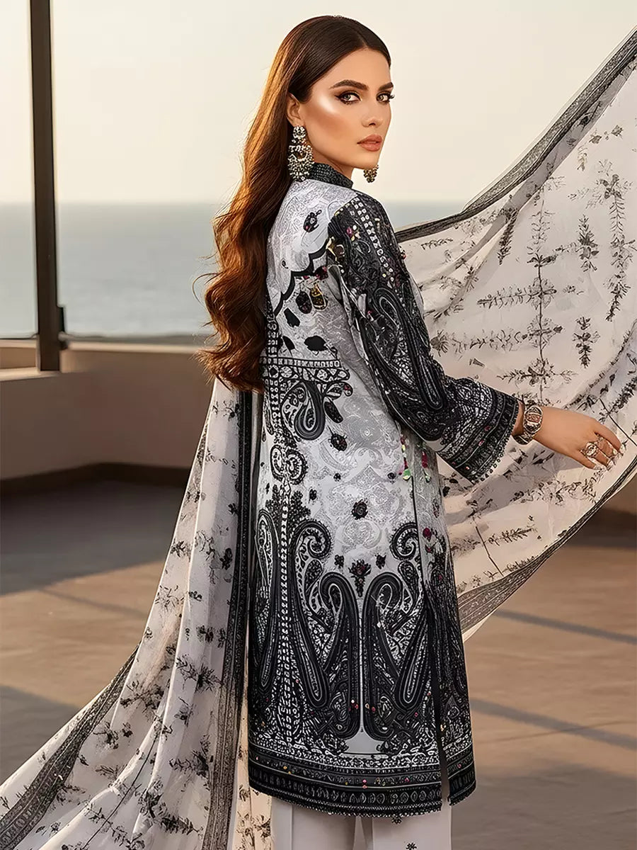 3PC Unstitched Printed Silk Lawn Suit (SUNS7ASI301)