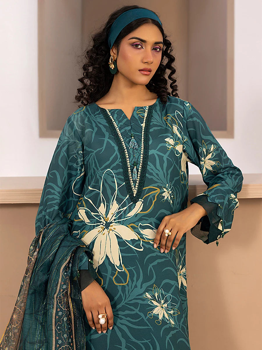 3pc Unstitched Printed Silk Lawn Suit (ASI049)