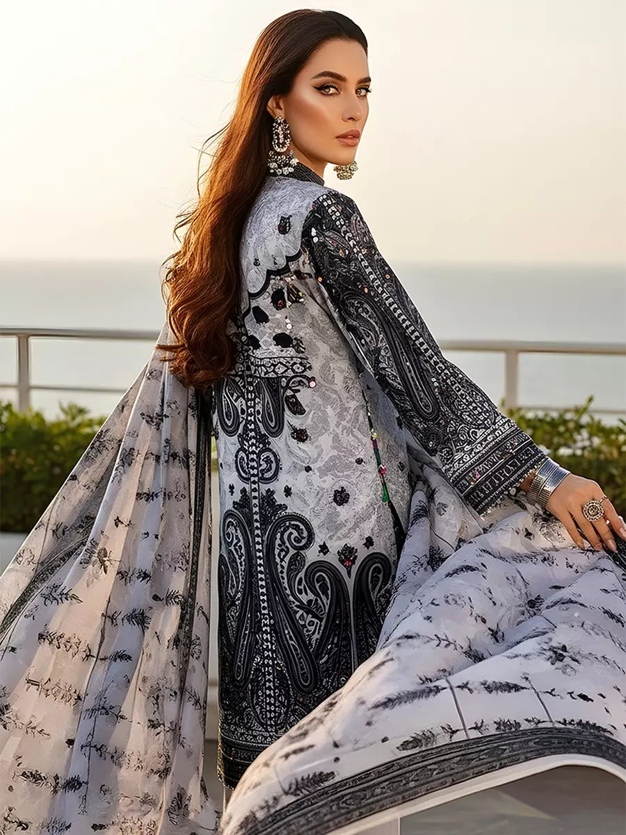 3PC Unstitched Printed Silk Lawn Suit (SUNS7ASI301)