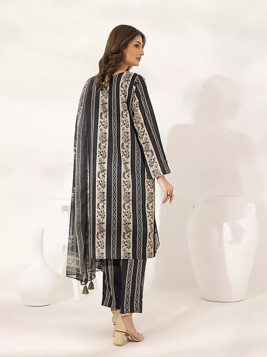 3PC Unstitched Printed Lawn Silk Suit (ASI298)