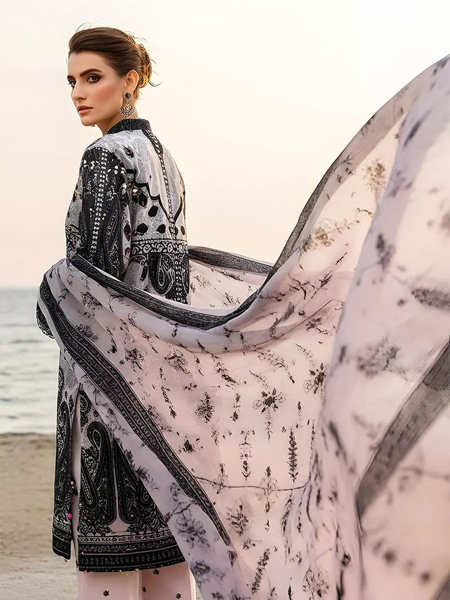 3PC Unstitched Printed Silk Lawn Suit (SUNS7ASI301)