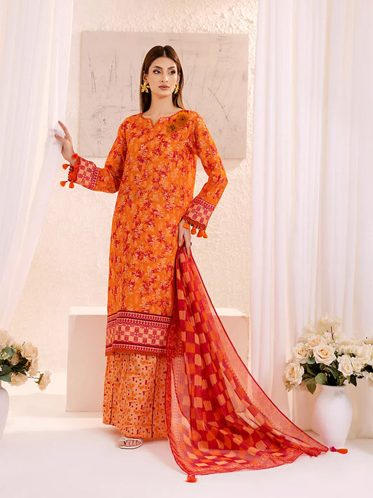 3pc Unstitched Lawn Silk Printed Suit (ASI139)