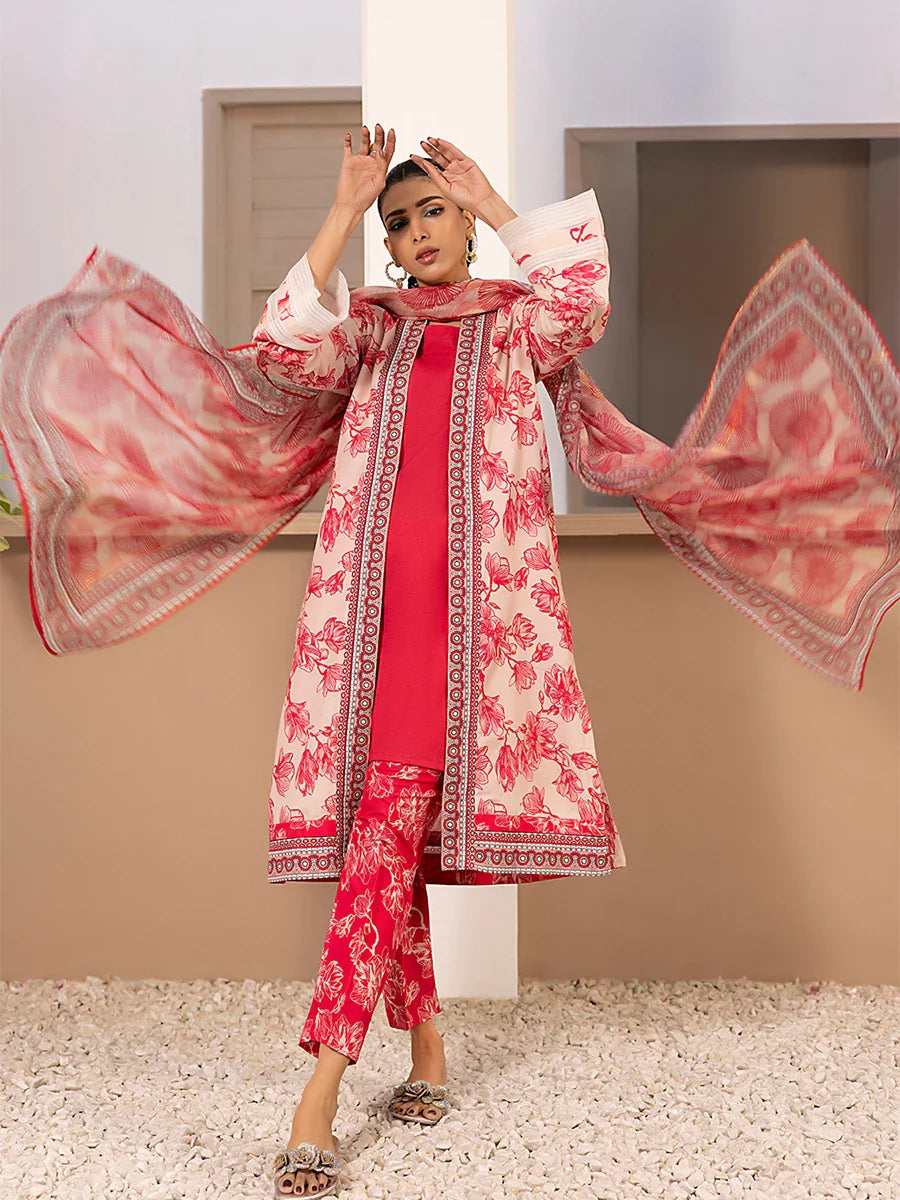 3pc Unstitched Printed Silk Lawn Suit (ASI058)