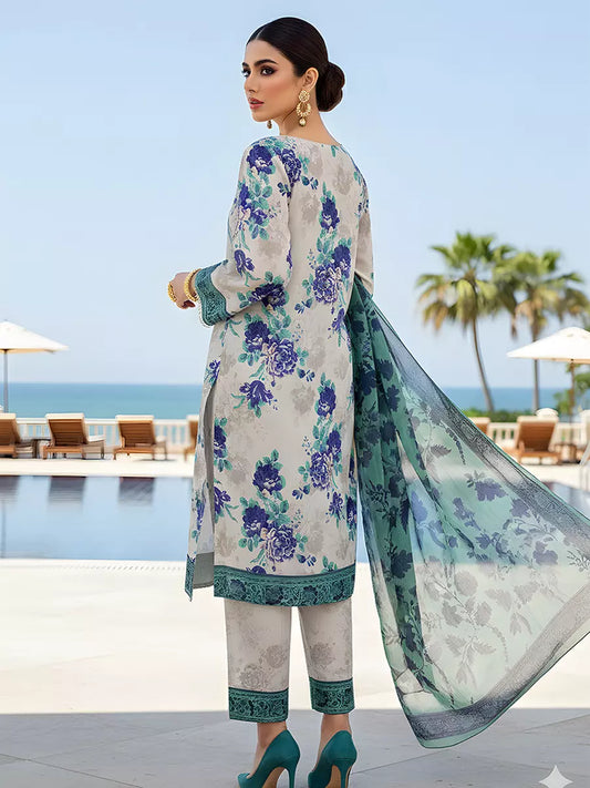 3PC Unstitched Printed Silk Lawn Suit (SUNS7ASI302)