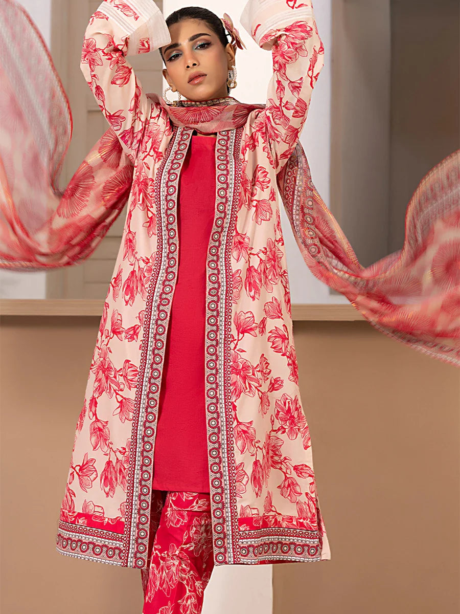3pc Unstitched Printed Silk Lawn Suit (ASI058)