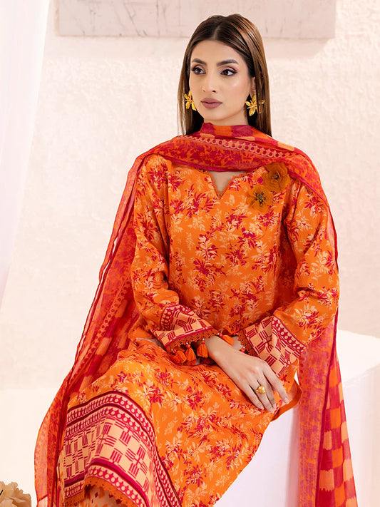 3pc Unstitched Lawn Silk Printed Suit (ASI139)