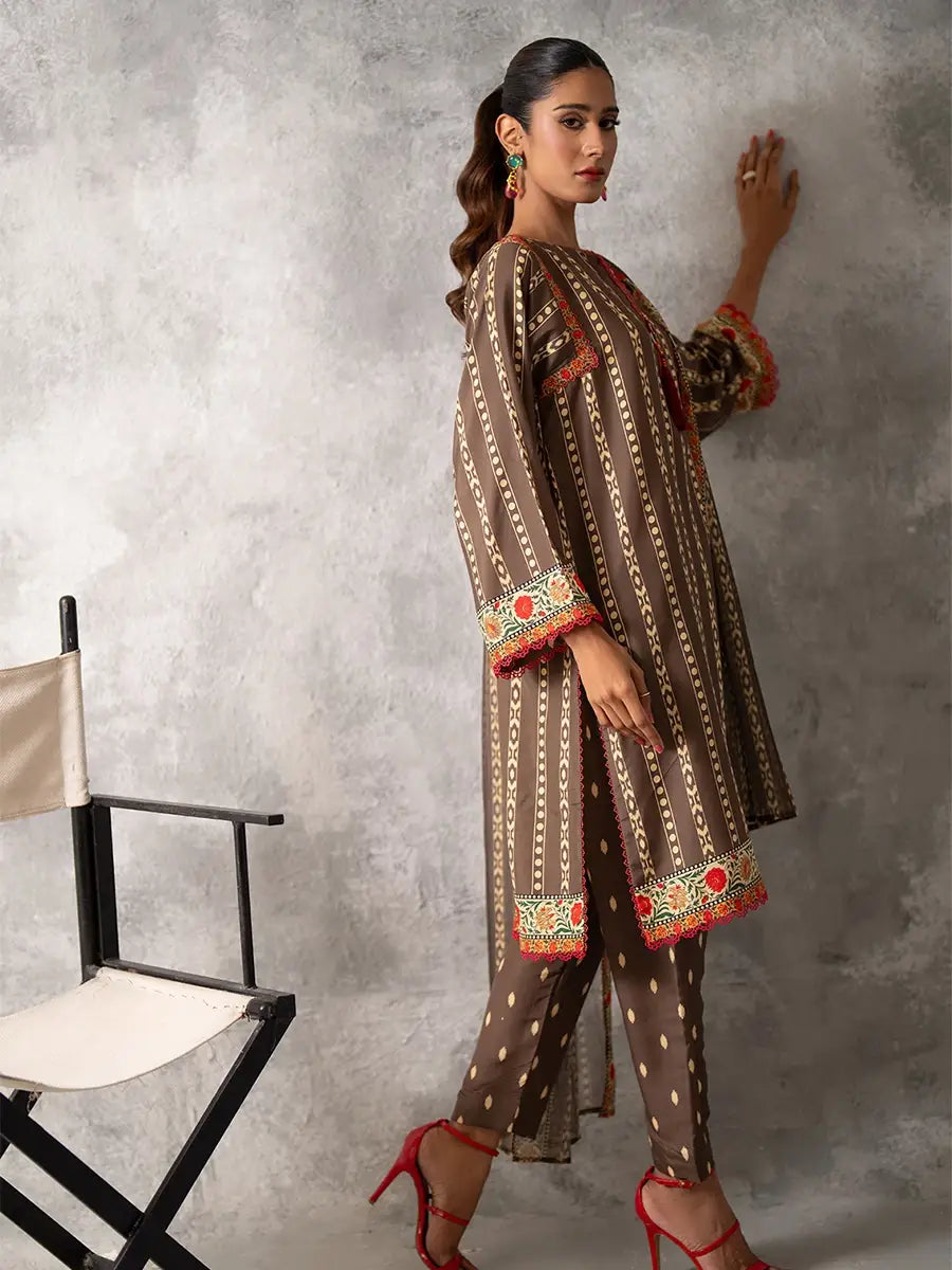3pc Unstitched - Printed Lawn Silk Suit (ASI033)