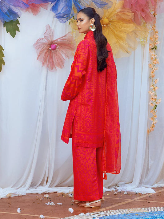 3PC Unstitched Printed Lawn Silk Suit