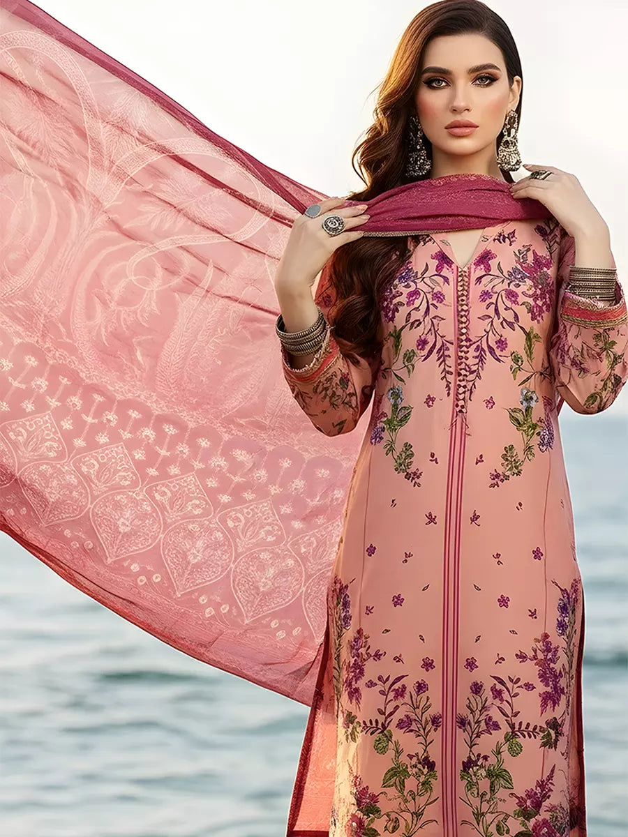 3PC Unstitched Printed Silk Lawn Suit (SUNS7ASI303)