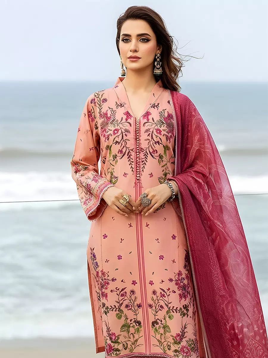 3PC Unstitched Printed Silk Lawn Suit (SUNS7ASI303)