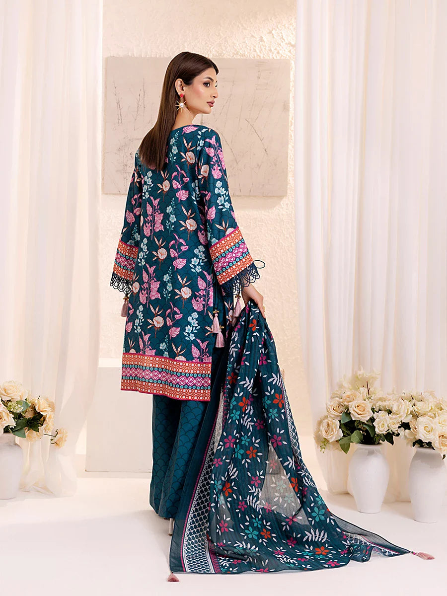 3PC Unstitched Lawn Silk Printed Suit (ASI137)