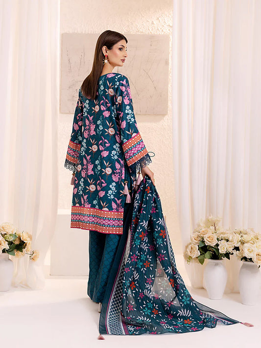3PC Unstitched Lawn Silk Printed Suit (ASI137)