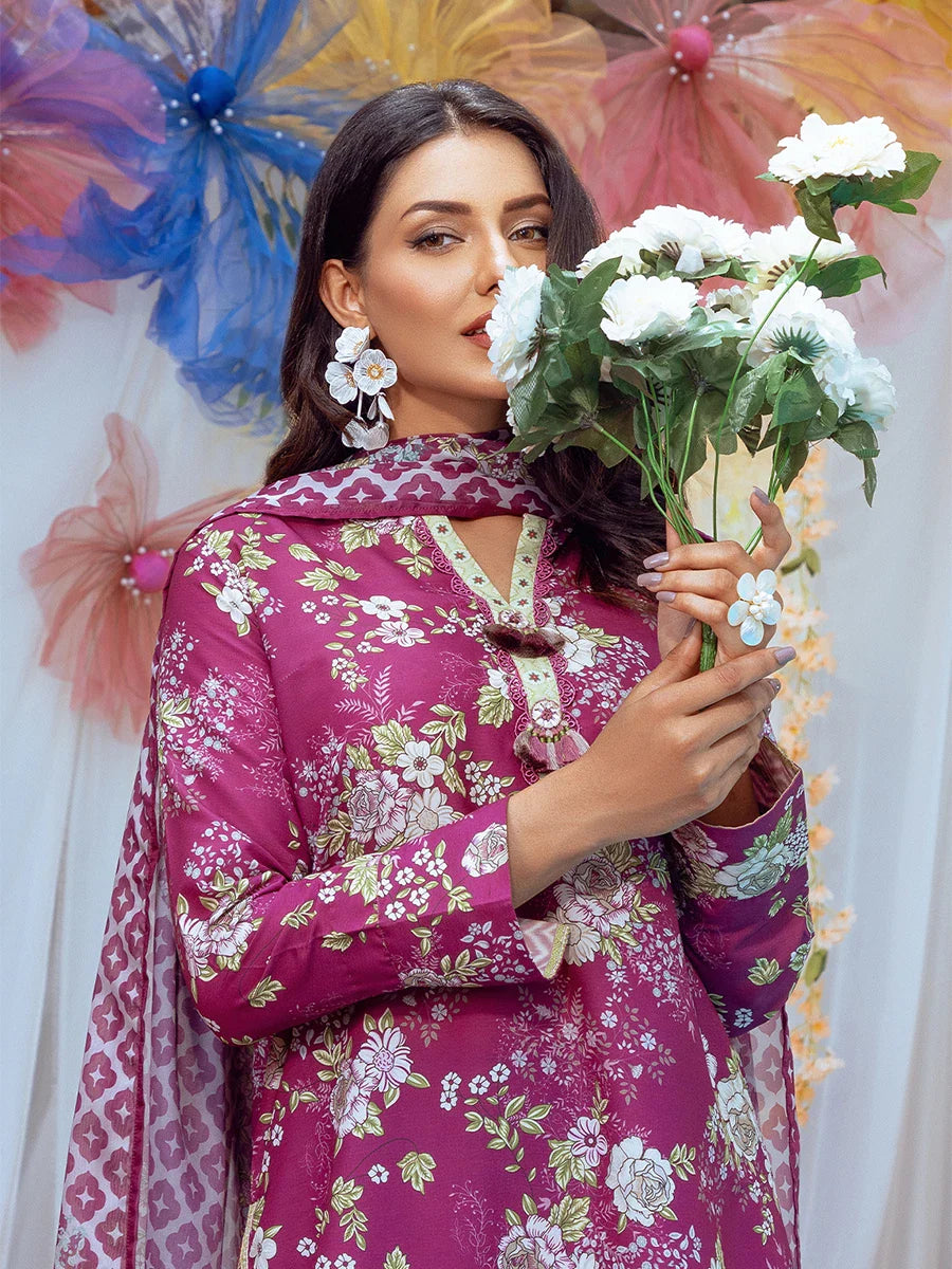 3PC Unstitched Printed Lawn Silk Suit (SI009)