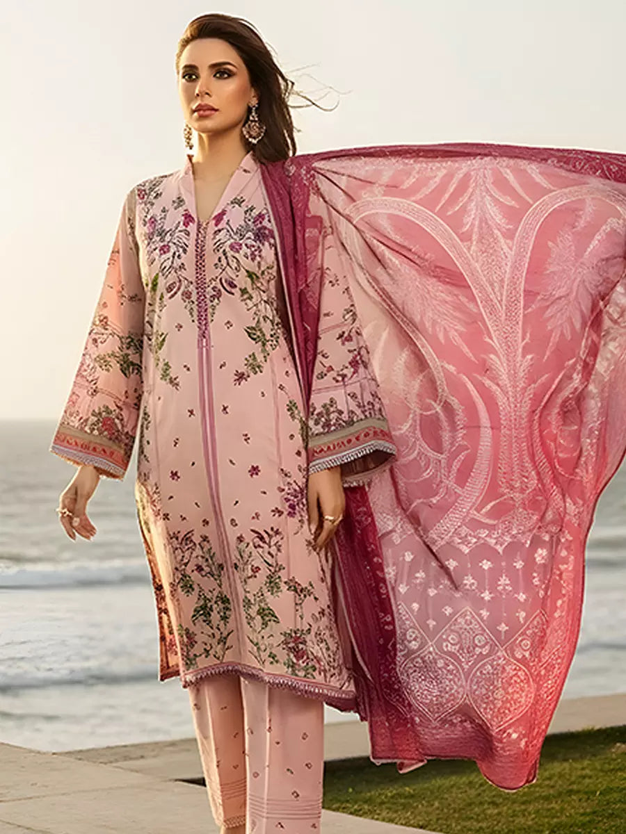 3PC Unstitched Printed Silk Lawn Suit (SUNS7ASI303)