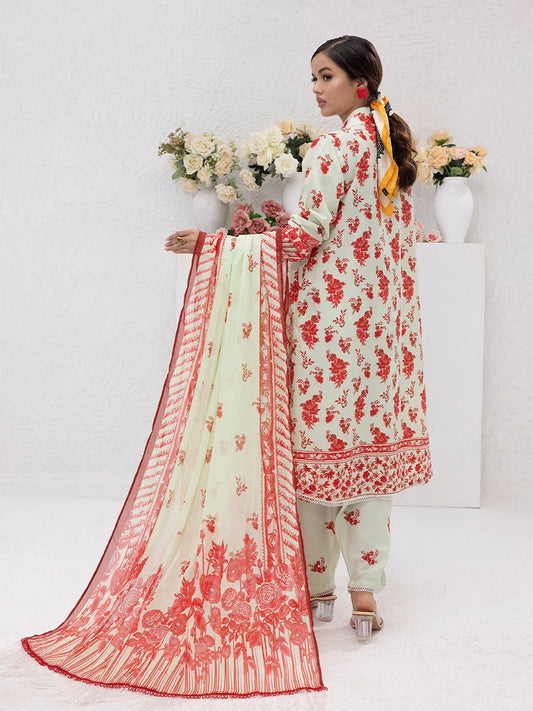 3PC Unstitched Printed Lawn Silk Suit (ASI084)