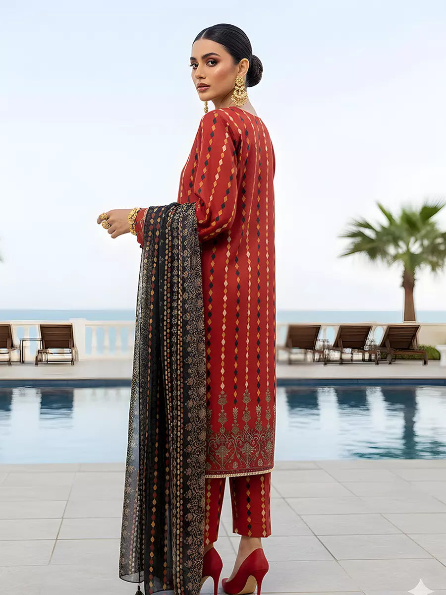 3PC Unstitched Printed Silk Lawn Suit (SUNS7ASI304)