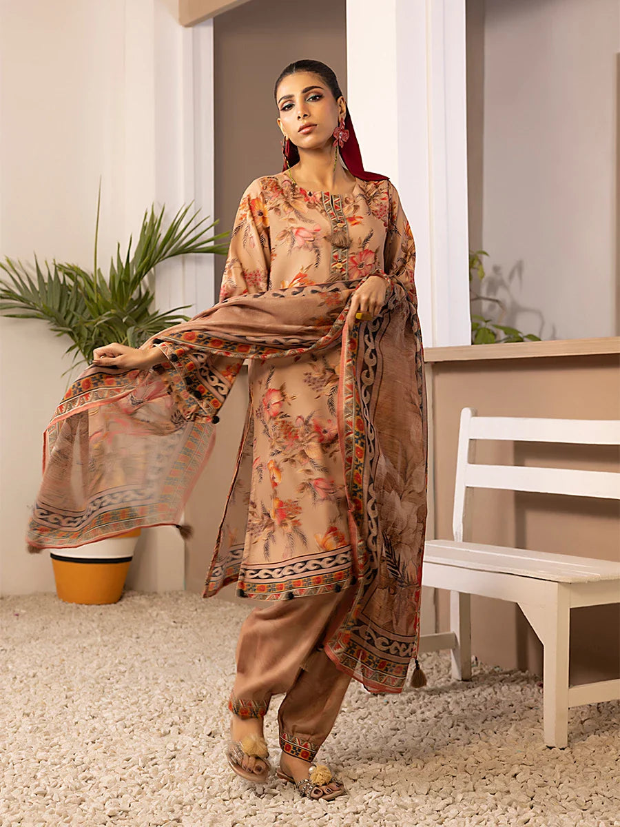 3PC Unstitched Printed Silk Lawn Suit (ASI052)