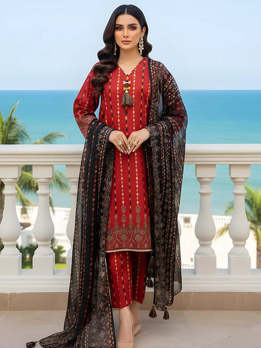 3PC Unstitched Printed Silk Lawn Suit (SUNS7ASI304)