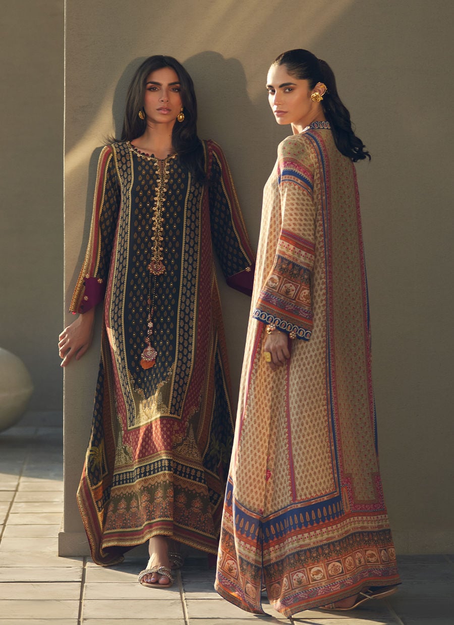 Ophelia Onyx Crepe Kaftan with Dupatta