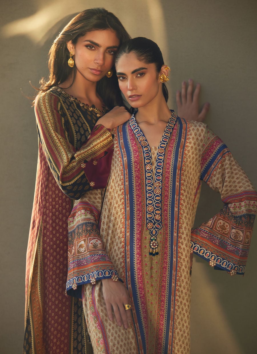 Ophelia Onyx Crepe Kaftan with Dupatta