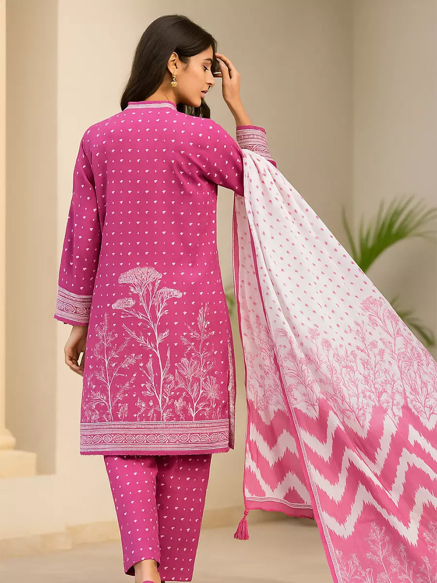 3PC Unstitched Printed Lawn Silk Suit (SUNS7ASI169)