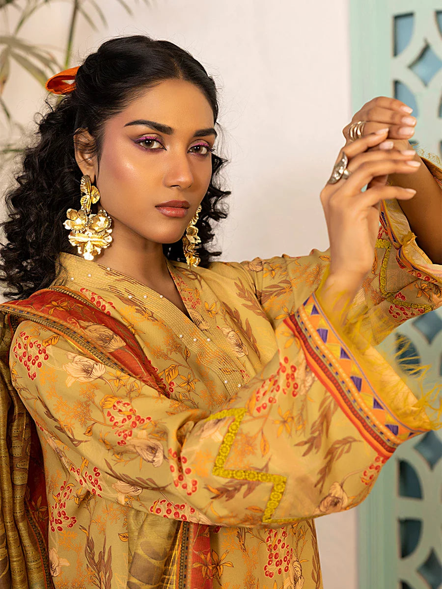 3PC Unstitched Printed Silk Lawn Suit (ASI067)