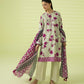 PRINTED LAWN SUIT - Off white & Magenta
