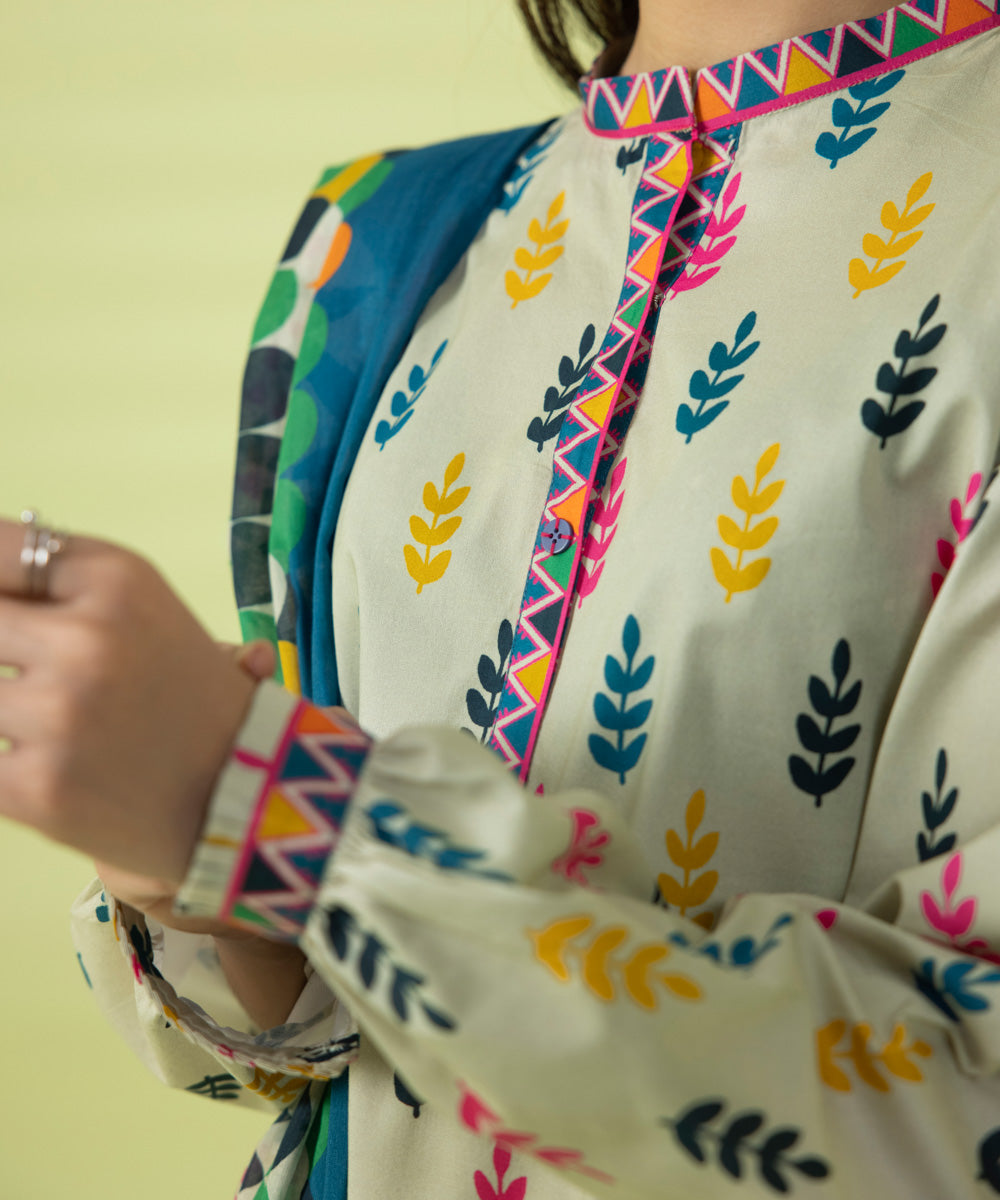 PRINTED LAWN SUIT - Off White