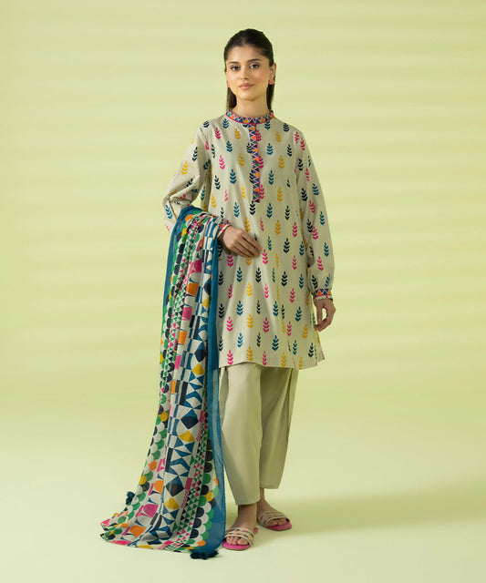 PRINTED LAWN SUIT - Off White