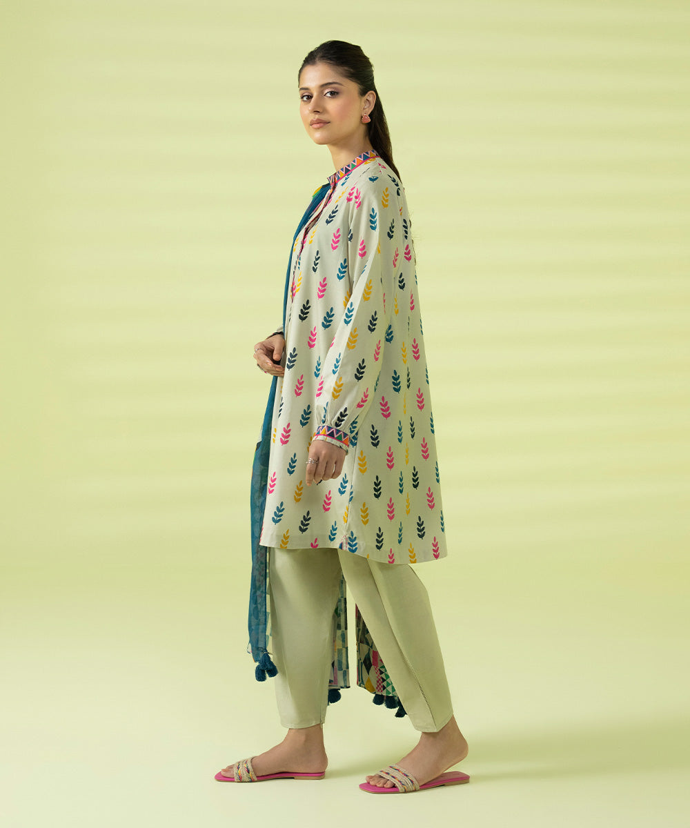 PRINTED LAWN SUIT - Off White