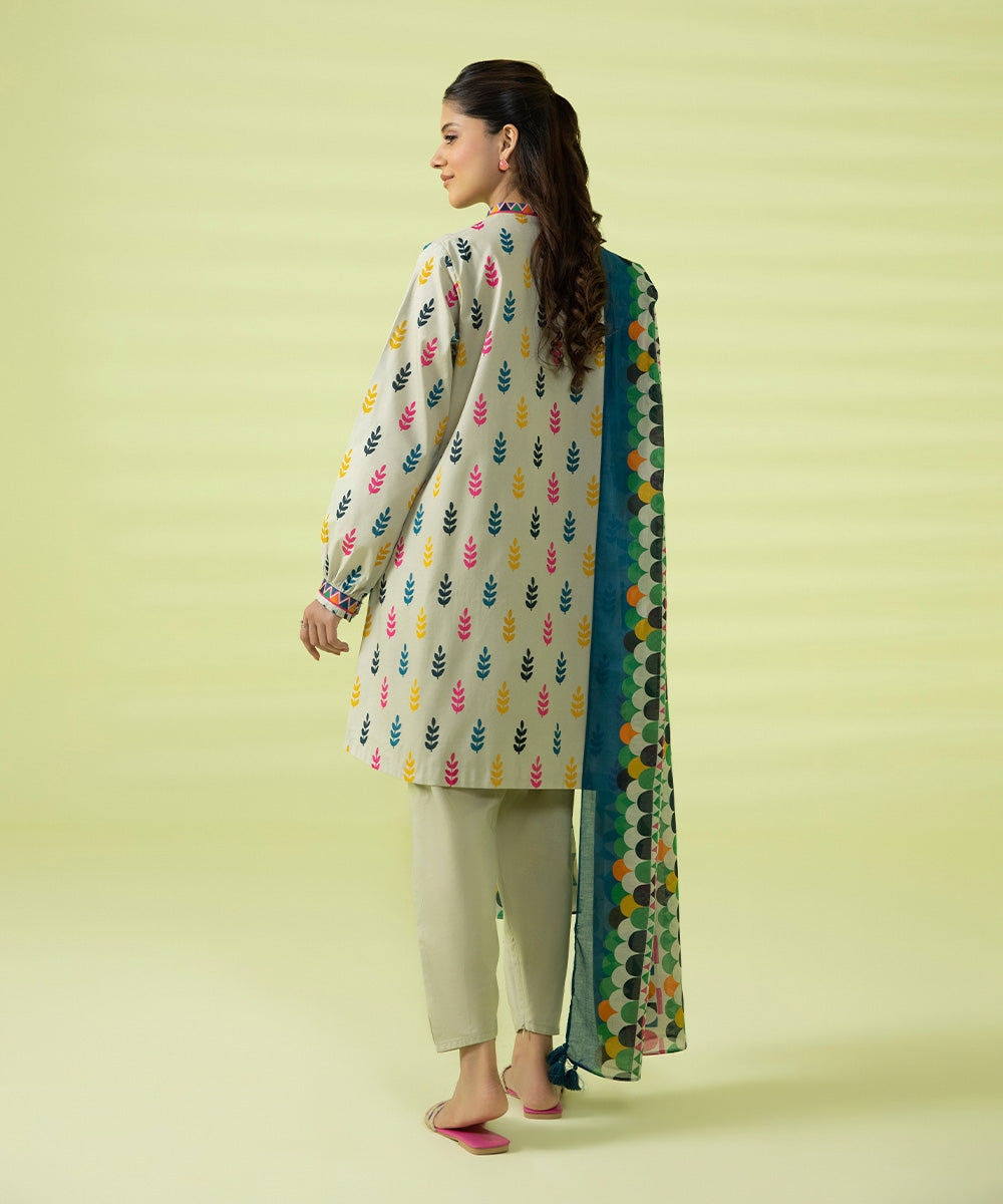 PRINTED LAWN SUIT - Off White