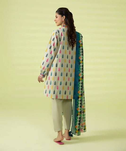 PRINTED LAWN SUIT - Off White