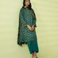 PRINTED LAWN SUIT - Teal Blue & Black