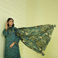 PRINTED LAWN SUIT - Teal Blue & Black