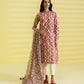 PRINTED LAWN SUIT - Red and Off white