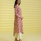 PRINTED LAWN SUIT - Red and Off white