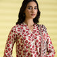 PRINTED LAWN SUIT - Red and Off white