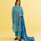 PRINTED LAWN SUIT - Cyan Blue