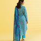 PRINTED LAWN SUIT - Cyan Blue