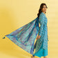 PRINTED LAWN SUIT - Cyan Blue